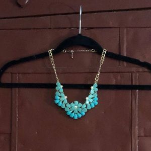 Turquoise Stone & Gold Floral Pattern Necklace